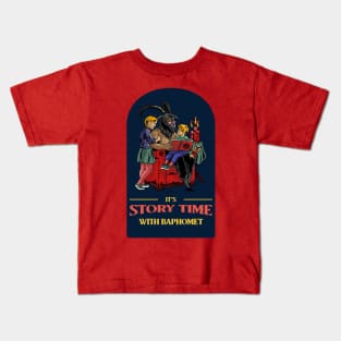 Funny Retro "It's Story Time With Baphomet" Parody Kids T-Shirt